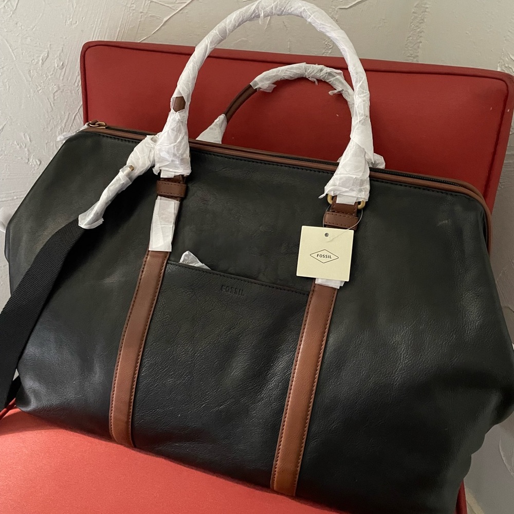 Large Leather Fossil Duffle Bag